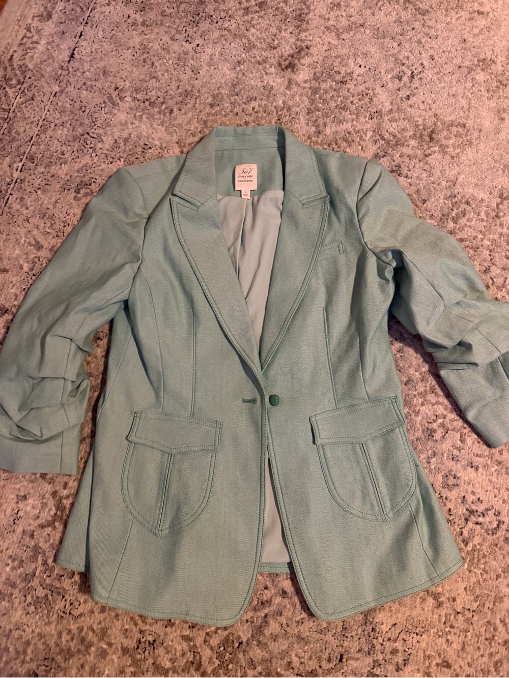 cinq a sept Mint Green Single-Button Blazer